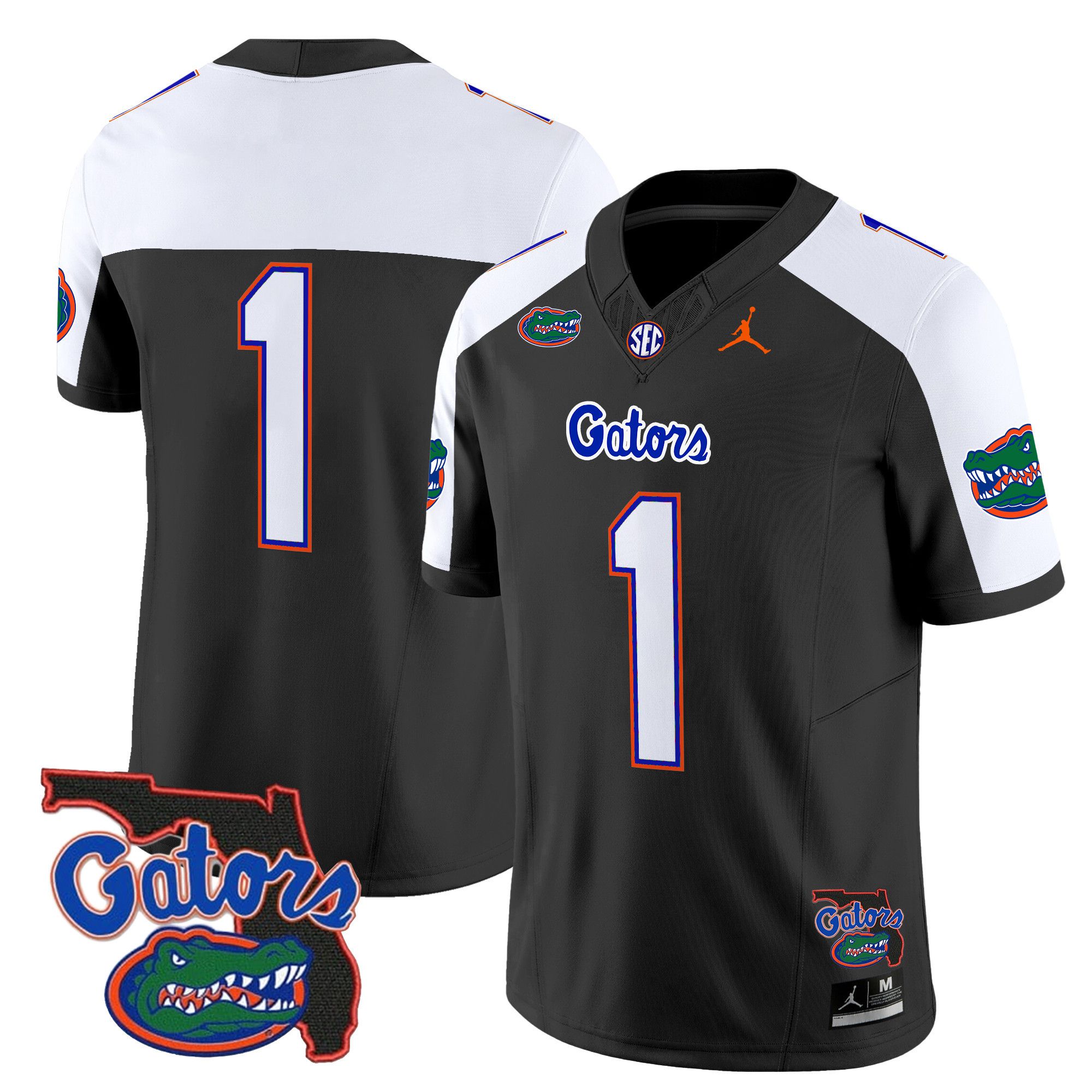 Men Florida Gators #1 No Name Black 2024 Florida Patch Vapor Limited NCAA Jersey